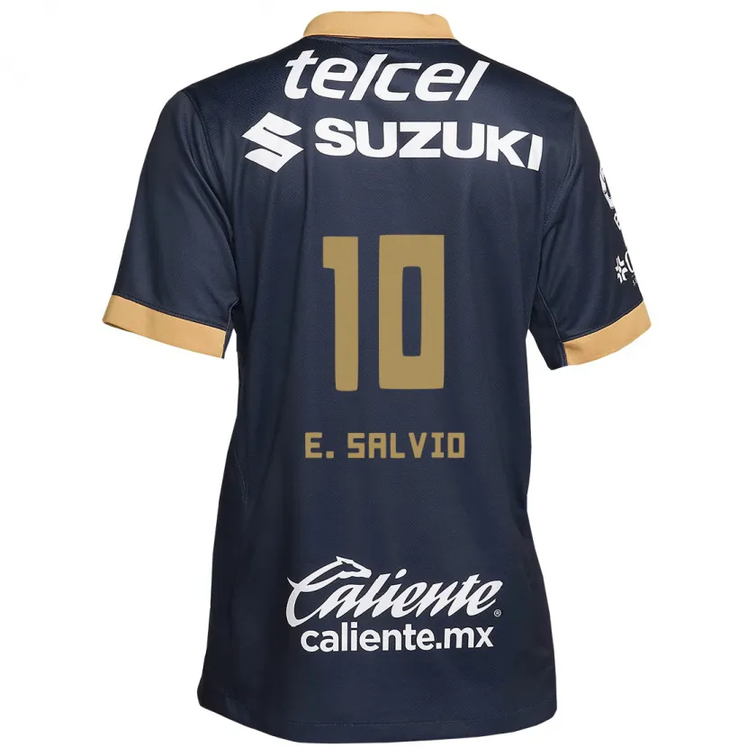Danxen Niño Camiseta Eduardo Salvio #10 Obsidiana Dorada Blanca 2ª Equipación 2024/25 La Camisa México