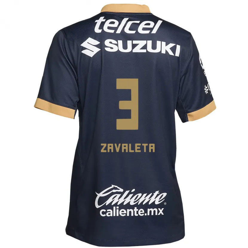 Danxen Niño Camiseta Rebeca Zavaleta #3 Obsidiana Dorada Blanca 2ª Equipación 2024/25 La Camisa México
