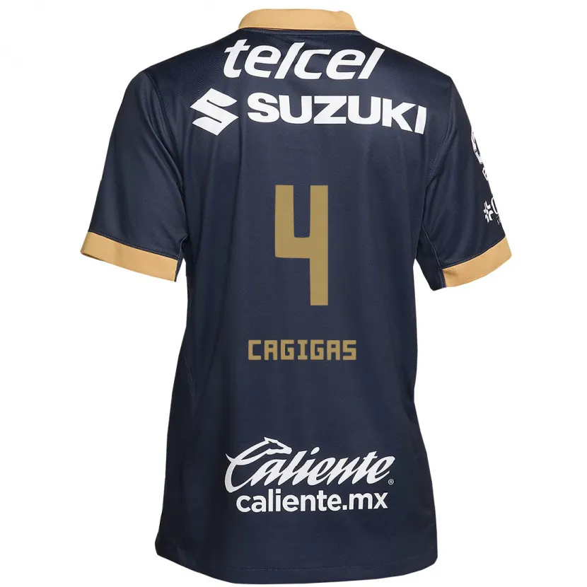 Danxen Niño Camiseta Deneva Cagigas #4 Obsidiana Dorada Blanca 2ª Equipación 2024/25 La Camisa México