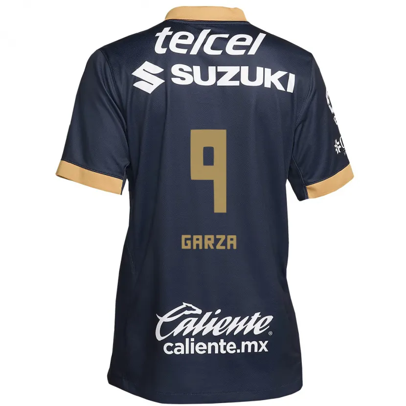Danxen Niño Camiseta Dinora Garza #9 Obsidiana Dorada Blanca 2ª Equipación 2024/25 La Camisa México