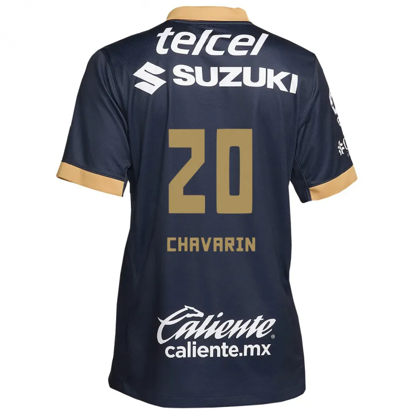 Danxen Niño Camiseta Aerial Chavarin #20 Obsidiana Dorada Blanca 2ª Equipación 2024/25 La Camisa México