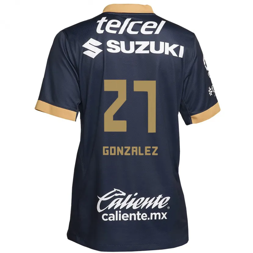 Danxen Niño Camiseta Heidi Gonzalez #27 Obsidiana Dorada Blanca 2ª Equipación 2024/25 La Camisa México