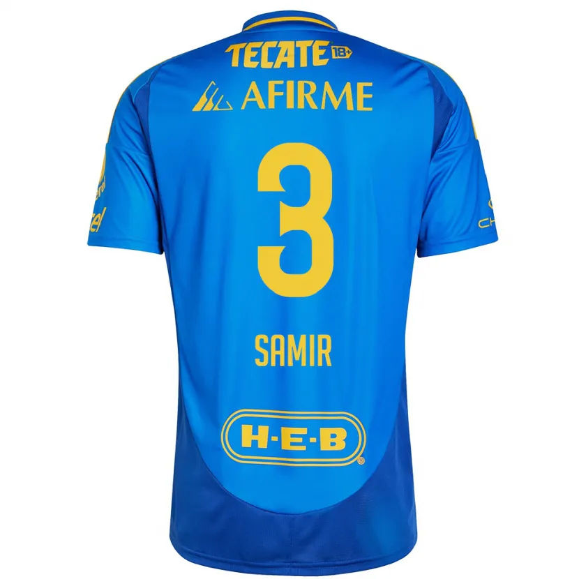 Danxen Niño Camiseta Samir Caetano #3 Azul Amarillo 2ª Equipación 2024/25 La Camisa México