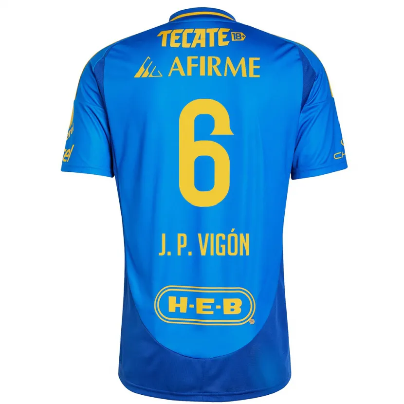 Danxen Niño Camiseta Juan Pablo Vigón #6 Azul Amarillo 2ª Equipación 2024/25 La Camisa México