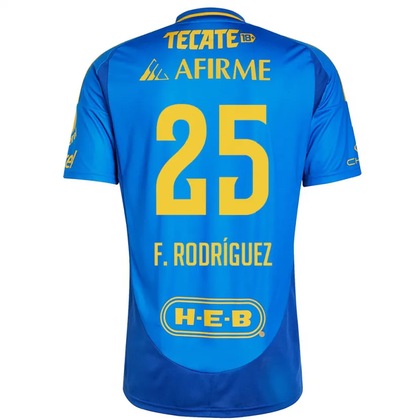 Danxen Niño Camiseta Felipe Rodríguez #25 Azul Amarillo 2ª Equipación 2024/25 La Camisa México