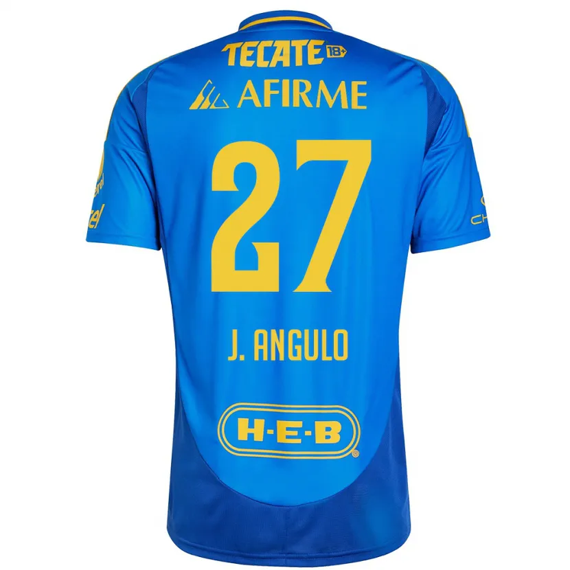 Danxen Niño Camiseta Jesús Angulo #27 Azul Amarillo 2ª Equipación 2024/25 La Camisa México
