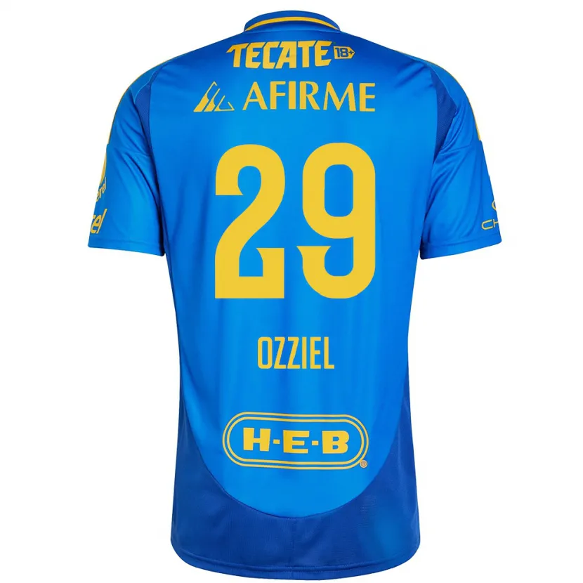Danxen Niño Camiseta Ozziel Herrera #29 Azul Amarillo 2ª Equipación 2024/25 La Camisa México