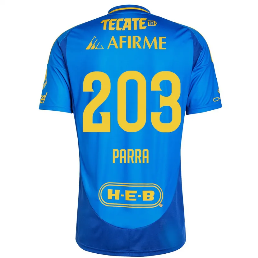 Danxen Niño Camiseta Bernardo Parra #203 Azul Amarillo 2ª Equipación 2024/25 La Camisa México