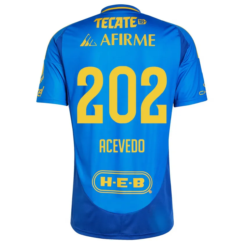 Danxen Niño Camiseta José Acevedo #202 Azul Amarillo 2ª Equipación 2024/25 La Camisa México