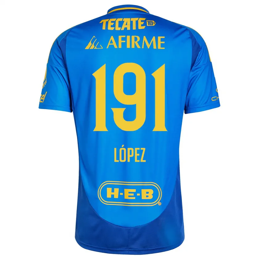 Danxen Niño Camiseta Adrián López #191 Azul Amarillo 2ª Equipación 2024/25 La Camisa México