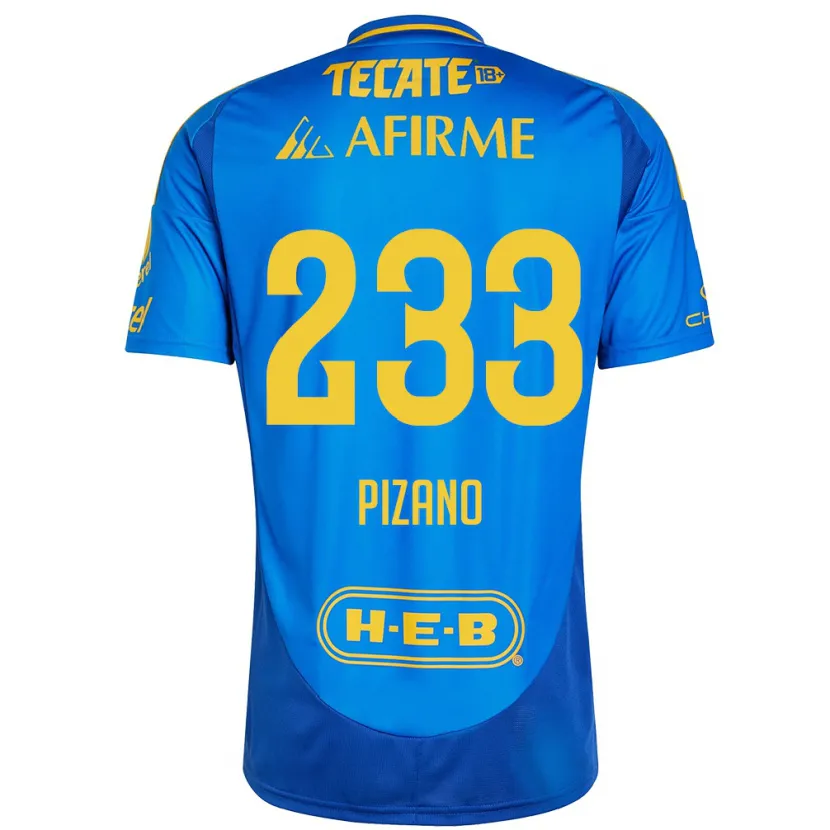 Danxen Niño Camiseta Juan Pizano #233 Azul Amarillo 2ª Equipación 2024/25 La Camisa México