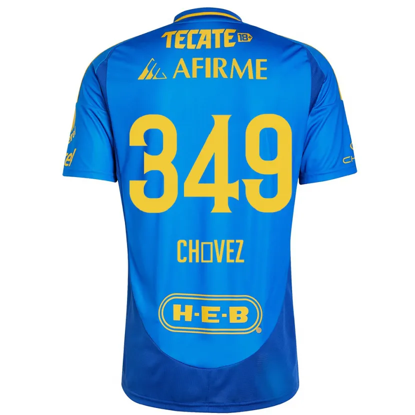 Danxen Niño Camiseta Jorge Chávez #349 Azul Amarillo 2ª Equipación 2024/25 La Camisa México