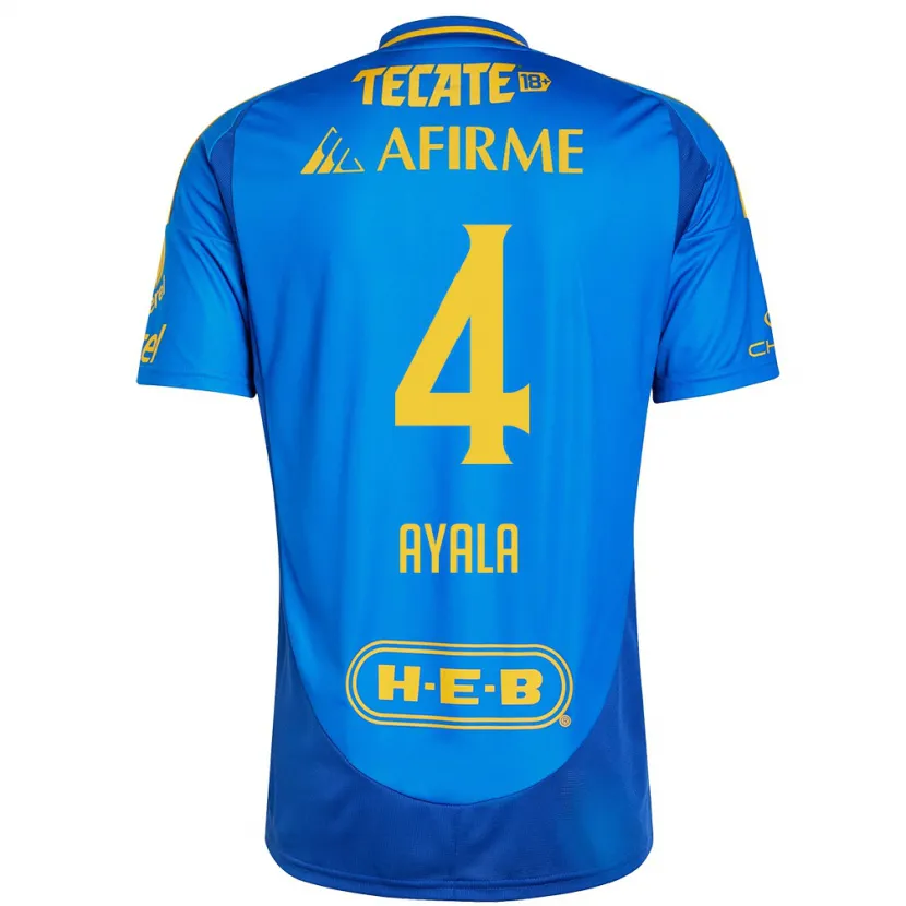 Danxen Niño Camiseta Hugo Ayala #4 Azul Amarillo 2ª Equipación 2024/25 La Camisa México