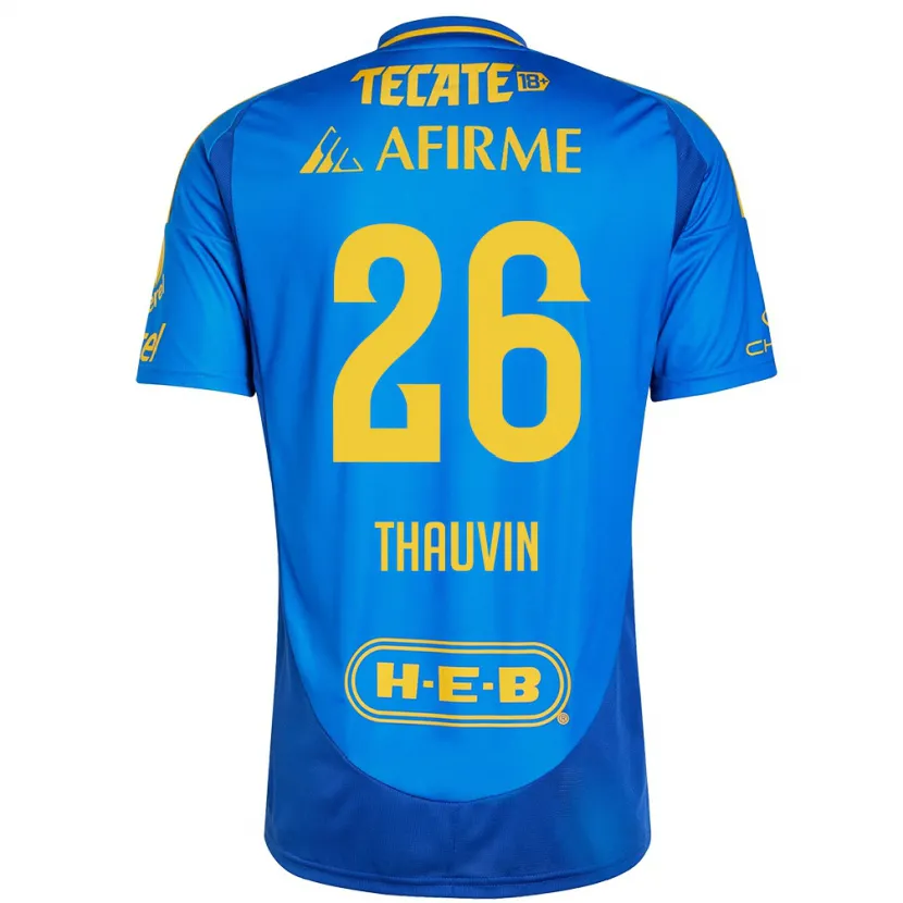 Danxen Niño Camiseta Florian Thauvin #26 Azul Amarillo 2ª Equipación 2024/25 La Camisa México