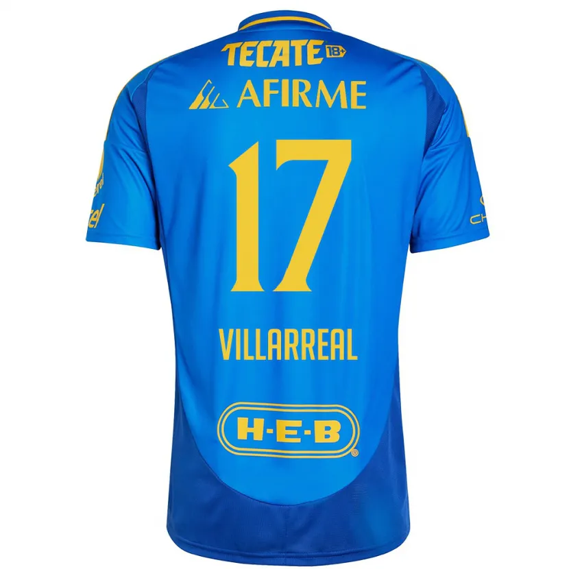 Danxen Niño Camiseta Natalia Villarreal #17 Azul Amarillo 2ª Equipación 2024/25 La Camisa México