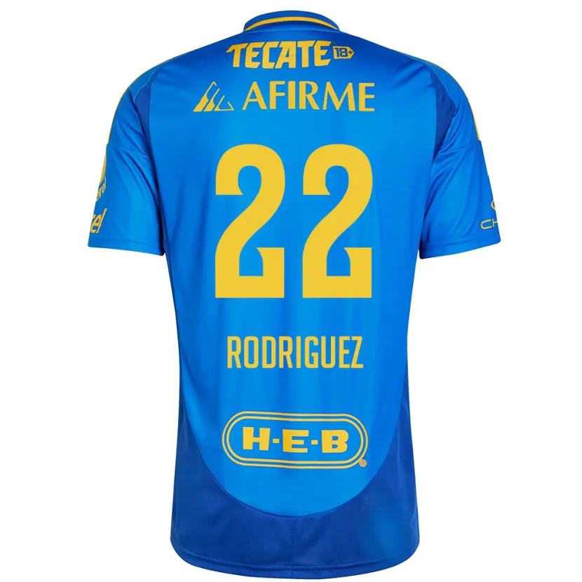 Danxen Niño Camiseta Anika Rodriguez #22 Azul Amarillo 2ª Equipación 2024/25 La Camisa México