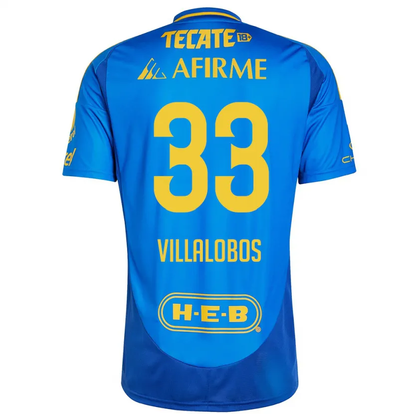 Danxen Niño Camiseta Vania Villalobos #33 Azul Amarillo 2ª Equipación 2024/25 La Camisa México
