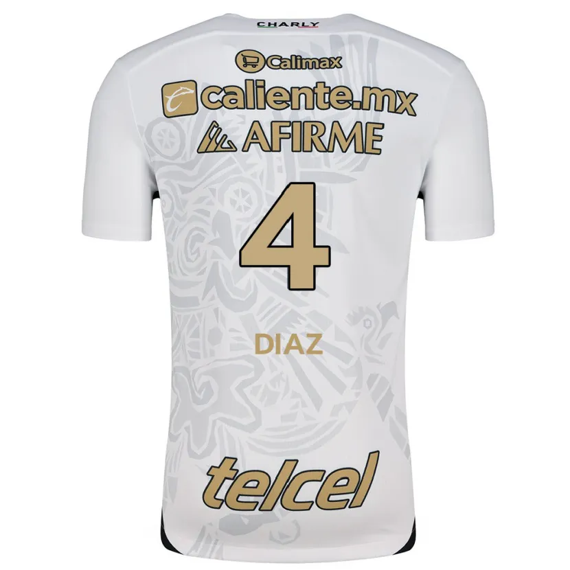 Danxen Niño Camiseta Nicolás Díaz #4 Blanco Negro 2ª Equipación 2024/25 La Camisa México
