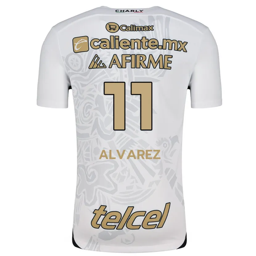 Danxen Niño Camiseta Efraín Álvarez #11 Blanco Negro 2ª Equipación 2024/25 La Camisa México