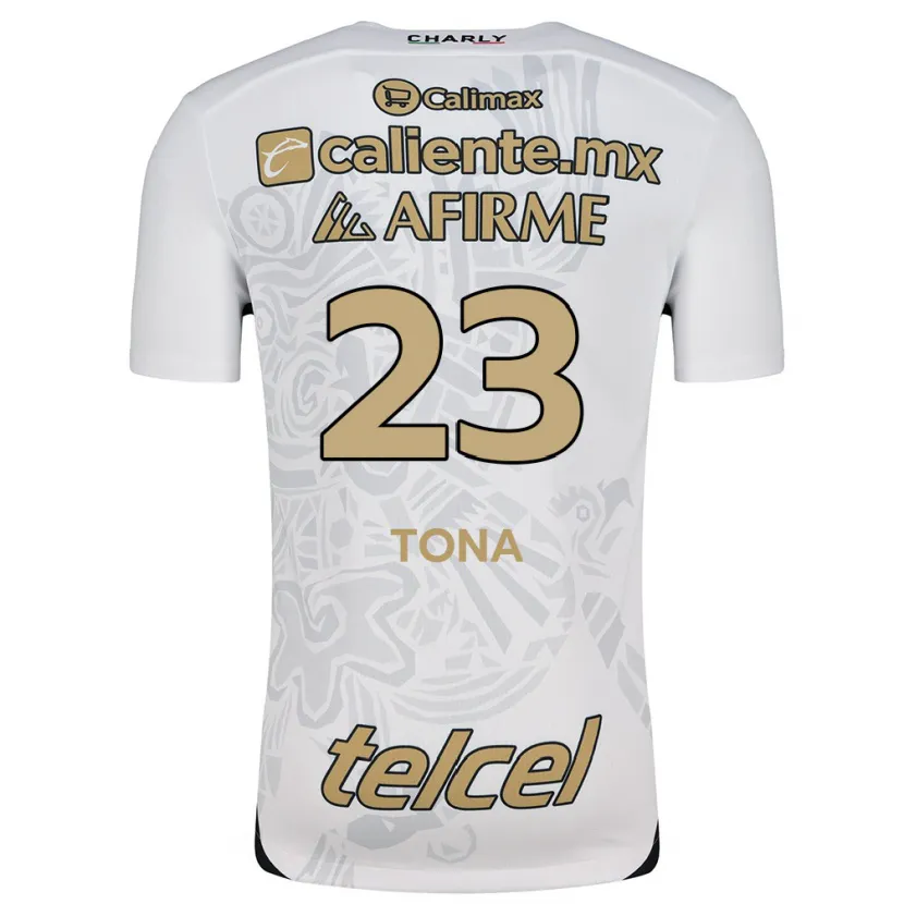 Danxen Niño Camiseta Iván Tona #23 Blanco Negro 2ª Equipación 2024/25 La Camisa México