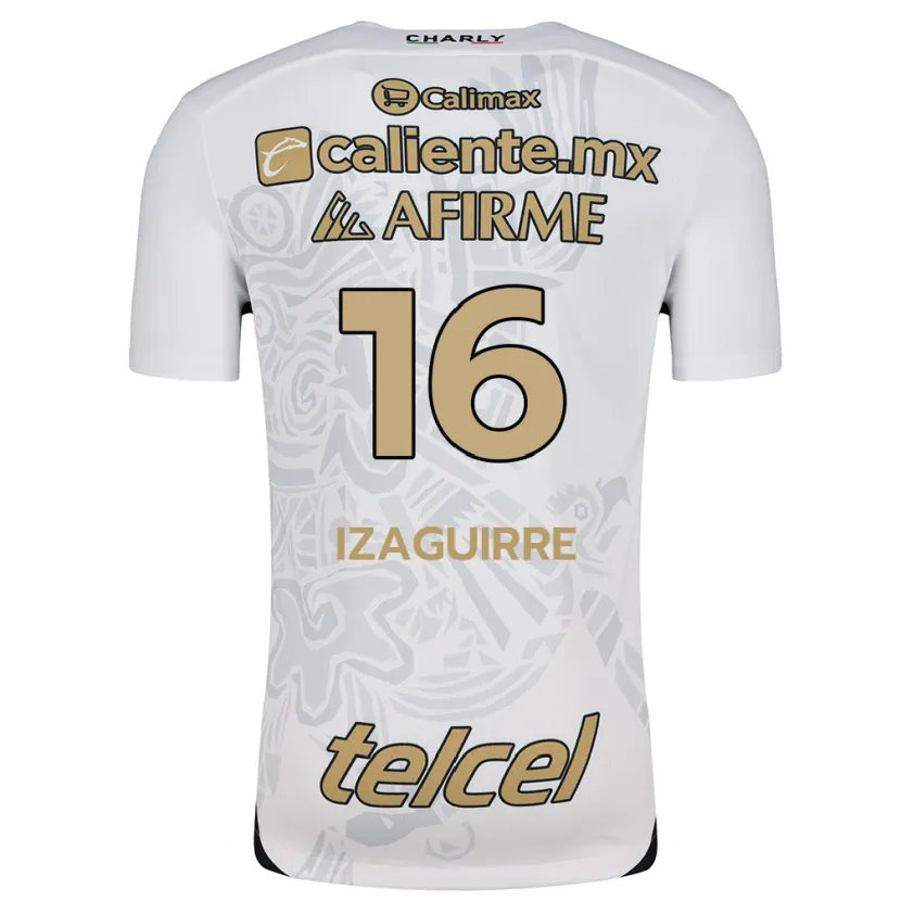 Danxen Niño Camiseta Estefanía Izaguirre #16 Blanco Negro 2ª Equipación 2024/25 La Camisa México
