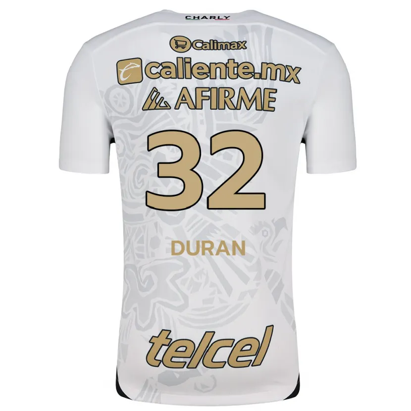 Danxen Niño Camiseta Ailed Duran #32 Blanco Negro 2ª Equipación 2024/25 La Camisa México