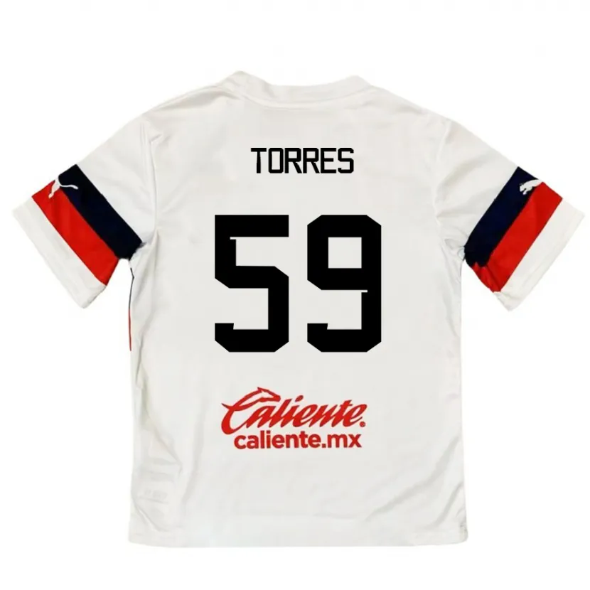 Danxen Niño Camiseta Christian Torres #59 Blanco Rojo 2ª Equipación 2024/25 La Camisa México