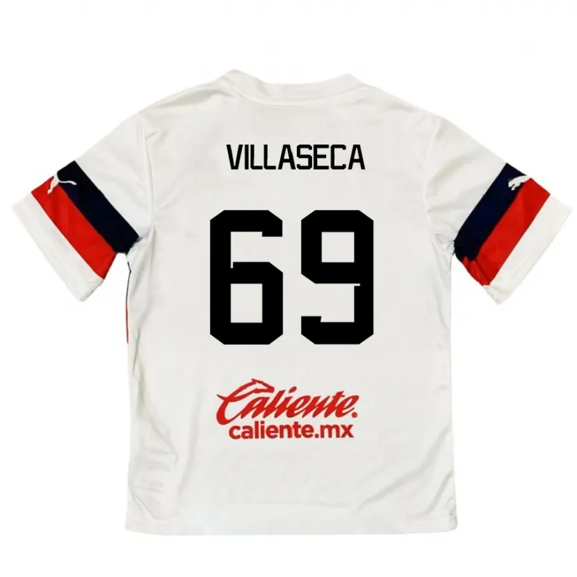 Danxen Niño Camiseta Daniel Villaseca #69 Blanco Rojo 2ª Equipación 2024/25 La Camisa México