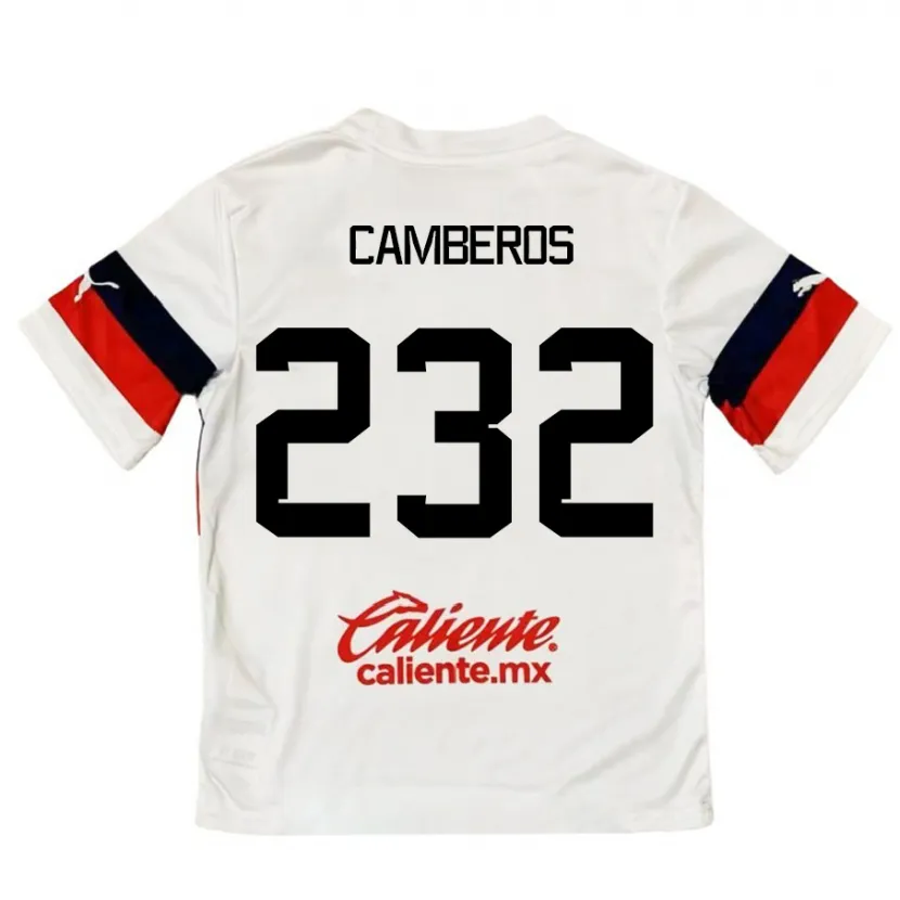 Danxen Niño Camiseta Hugo Camberos #232 Blanco Rojo 2ª Equipación 2024/25 La Camisa México