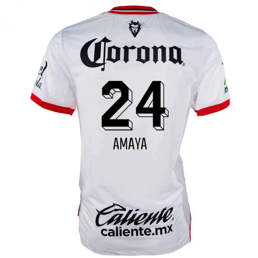 Danxen Niño Camiseta Frankie Amaya #24 Blanco Rojo 2ª Equipación 2024/25 La Camisa México
