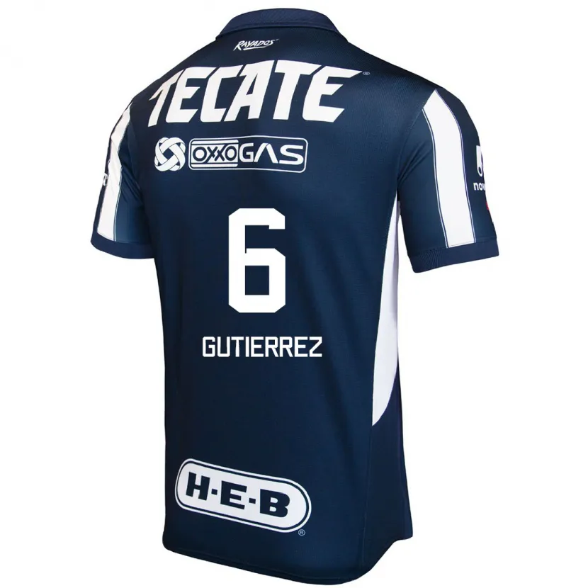 Danxen Hombre Camiseta Édson Gutiérrez #6 Azul Rojo Blanco 1ª Equipación 2024/25 La Camisa México