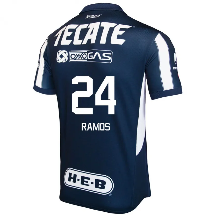 Danxen Hombre Camiseta César Ramos #24 Azul Rojo Blanco 1ª Equipación 2024/25 La Camisa México