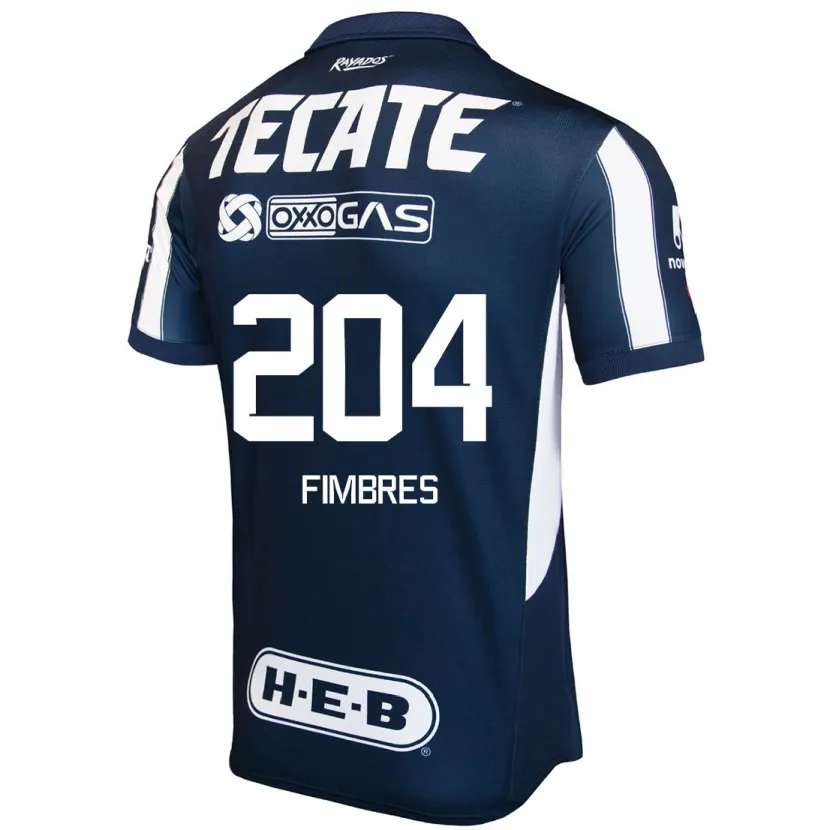 Danxen Hombre Camiseta Iker Fimbres #204 Azul Rojo Blanco 1ª Equipación 2024/25 La Camisa México