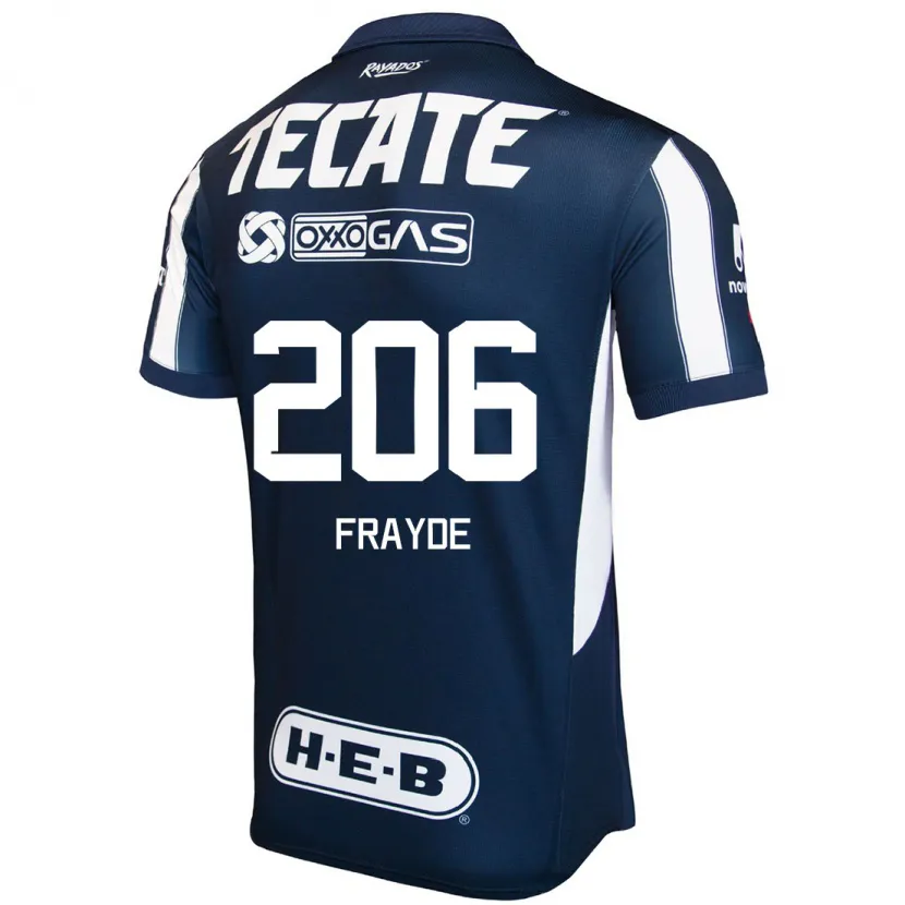 Danxen Hombre Camiseta Carlos Frayde #206 Azul Rojo Blanco 1ª Equipación 2024/25 La Camisa México