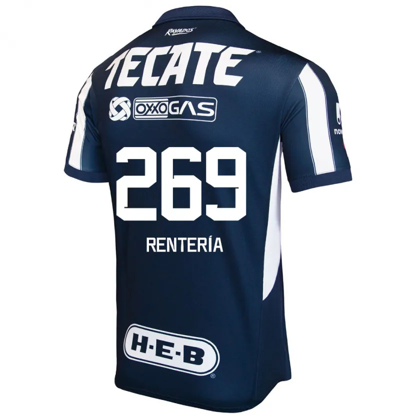 Danxen Hombre Camiseta Rodrigo Rentería #269 Azul Rojo Blanco 1ª Equipación 2024/25 La Camisa México