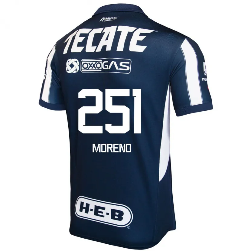 Danxen Hombre Camiseta Josué Moreno #251 Azul Rojo Blanco 1ª Equipación 2024/25 La Camisa México