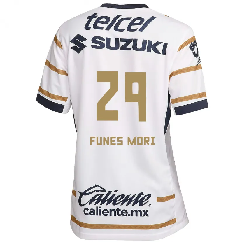 Danxen Hombre Camiseta Rogelio Funes Mori #29 Obsidiana Blanca 1ª Equipación 2024/25 La Camisa México