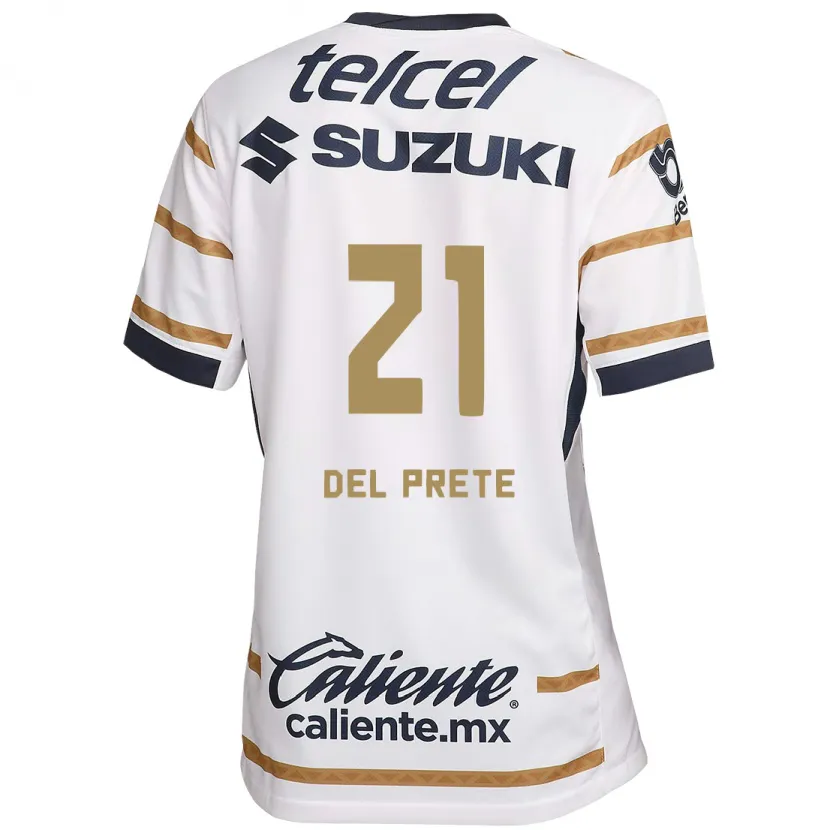 Danxen Hombre Camiseta Gustavo Del Prete #21 Obsidiana Blanca 1ª Equipación 2024/25 La Camisa México