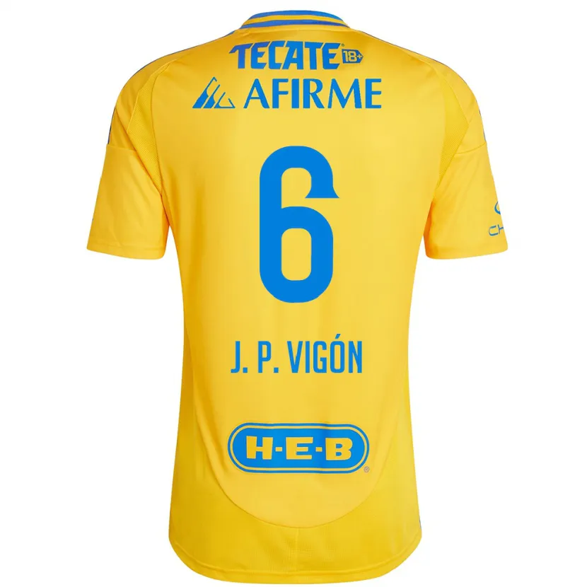Danxen Hombre Camiseta Juan Pablo Vigón #6 Oro Amarillo 1ª Equipación 2024/25 La Camisa México