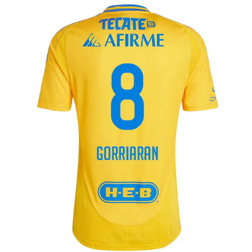 Danxen Hombre Camiseta Fernando Gorriarán #8 Oro Amarillo 1ª Equipación 2024/25 La Camisa México