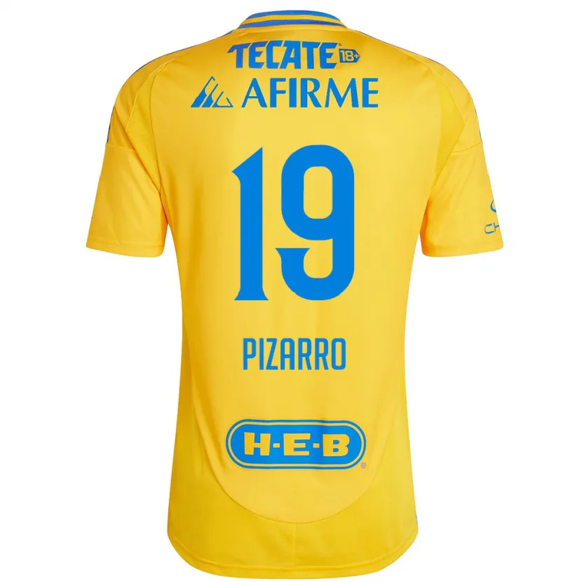 Danxen Hombre Camiseta Guido Pizarro #19 Oro Amarillo 1ª Equipación 2024/25 La Camisa México