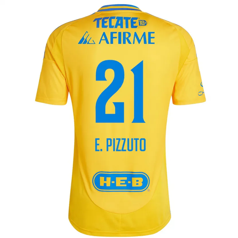Danxen Hombre Camiseta Eugenio Pizzuto #21 Oro Amarillo 1ª Equipación 2024/25 La Camisa México