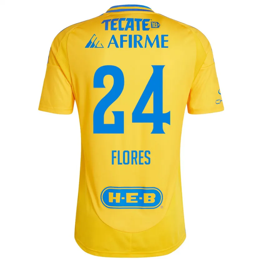 Danxen Hombre Camiseta Marcelo Flores #24 Oro Amarillo 1ª Equipación 2024/25 La Camisa México