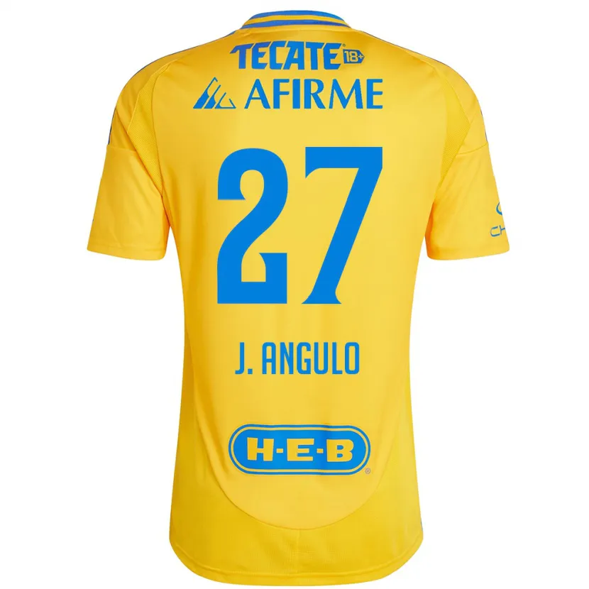 Danxen Hombre Camiseta Jesús Angulo #27 Oro Amarillo 1ª Equipación 2024/25 La Camisa México