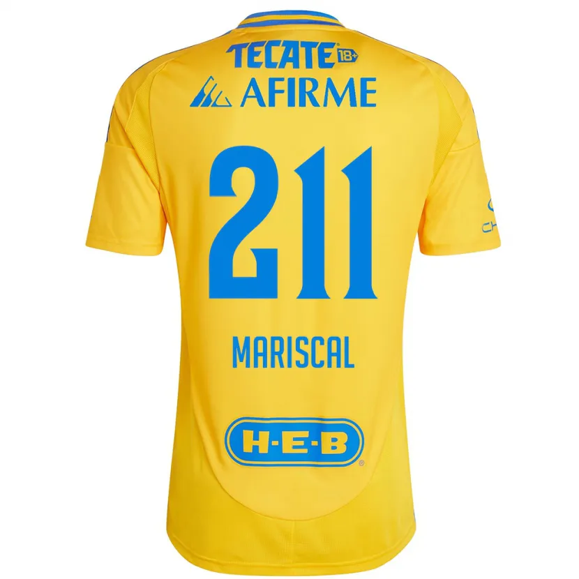 Danxen Hombre Camiseta Kevin Mariscal #211 Oro Amarillo 1ª Equipación 2024/25 La Camisa México