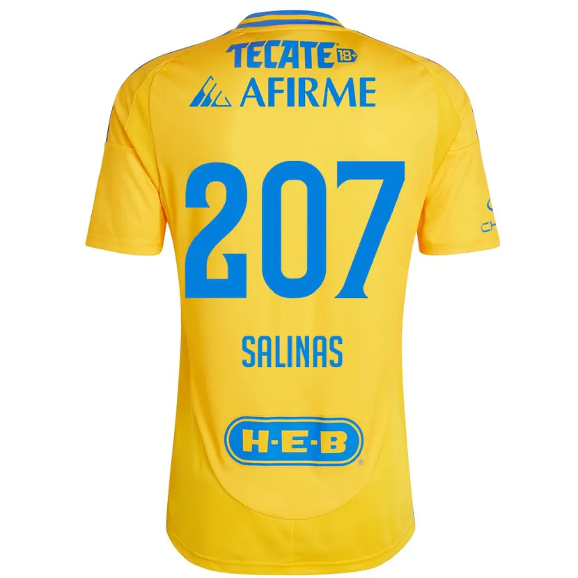 Danxen Hombre Camiseta Marcelo Salinas #207 Oro Amarillo 1ª Equipación 2024/25 La Camisa México