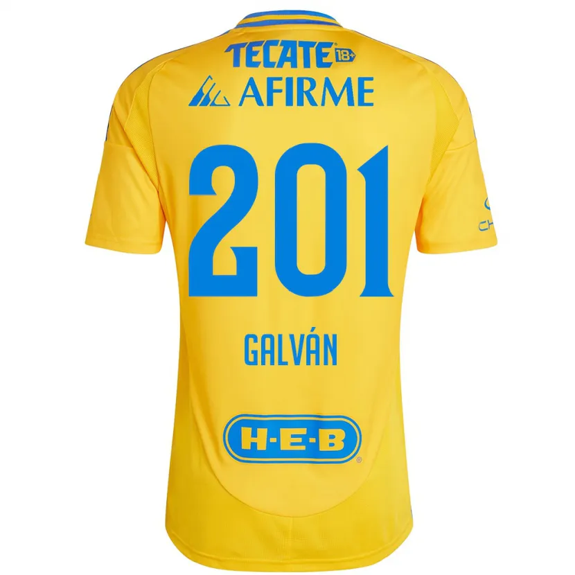 Danxen Hombre Camiseta Isac Galván #201 Oro Amarillo 1ª Equipación 2024/25 La Camisa México