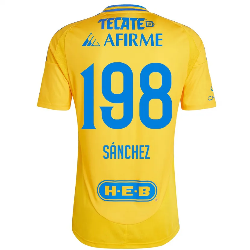 Danxen Hombre Camiseta Diego Sánchez #198 Oro Amarillo 1ª Equipación 2024/25 La Camisa México