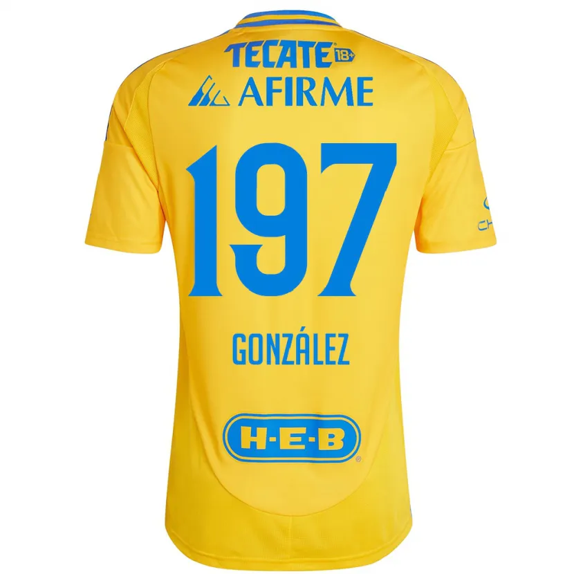 Danxen Hombre Camiseta Germán González #197 Oro Amarillo 1ª Equipación 2024/25 La Camisa México