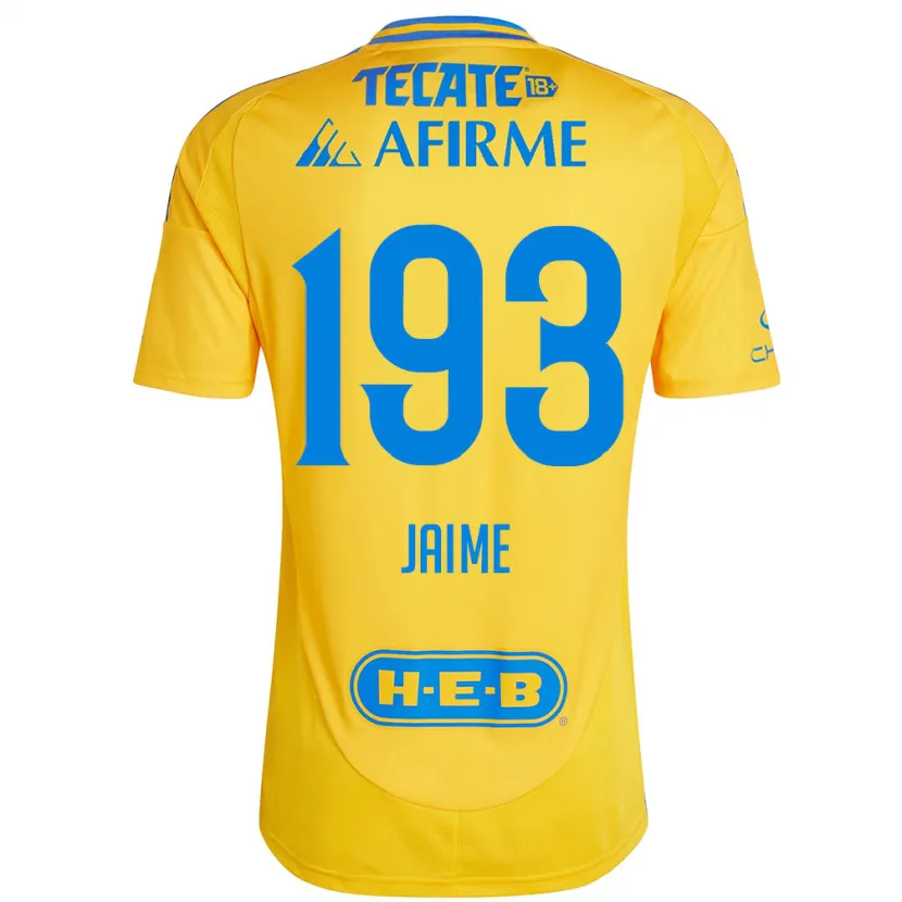 Danxen Hombre Camiseta Kenneth Jaime #193 Oro Amarillo 1ª Equipación 2024/25 La Camisa México